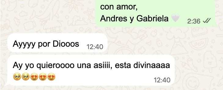 Reacción real por WhatsApp: 'Ay yo quierooo una asiiii, esta divinaaaa'