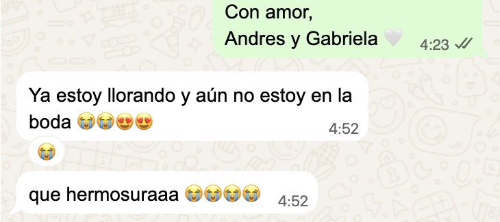 Reacción real por WhatsApp: 'Me enamoreeee de esta invitación'