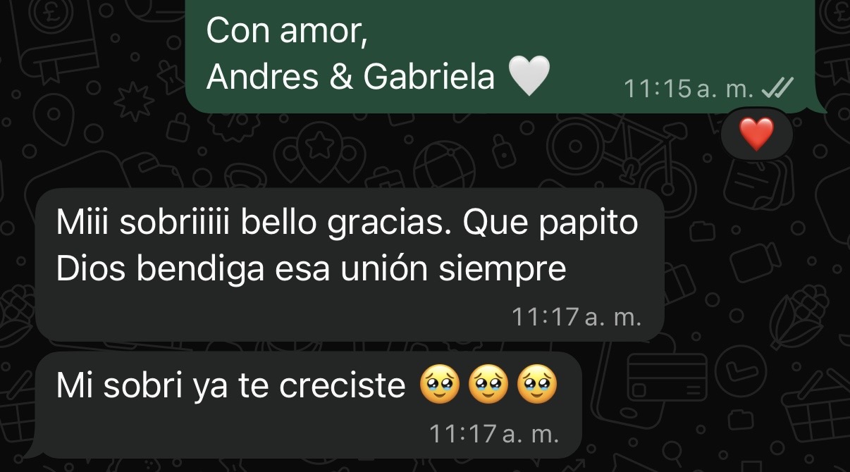 Reacción real por WhatsApp: 'Miii sobriiiii bello gracias'